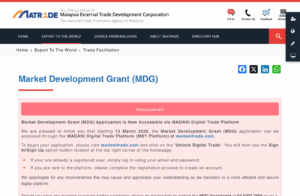 Market Development Grant (MDG) – MATRADE Market Development Grant (MDG) – MATRADE
