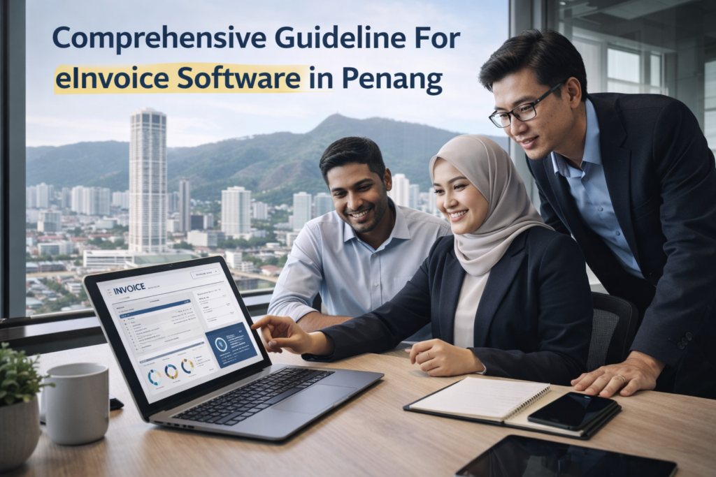 eInvoice discussion with Penang skyline view