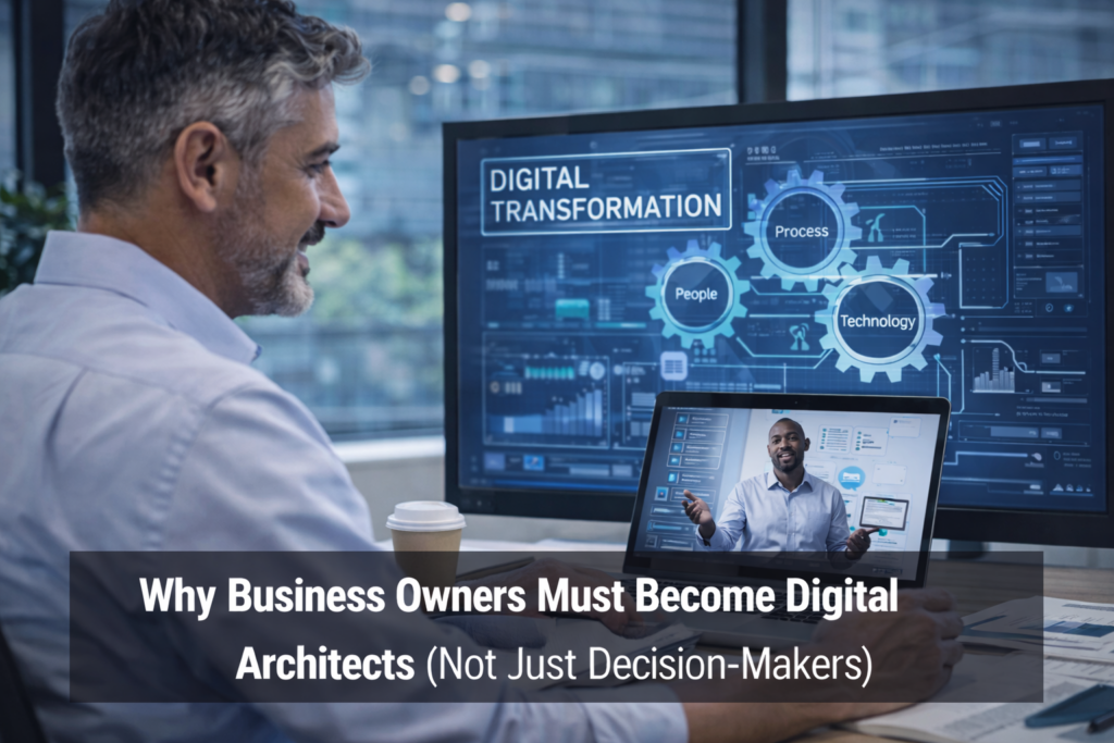 Businessman attending digital training session